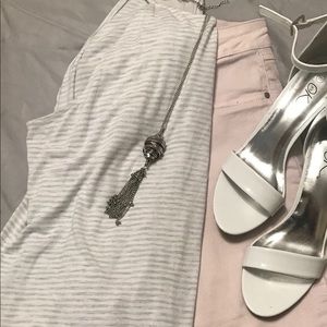 Grey and White Stripe Tank